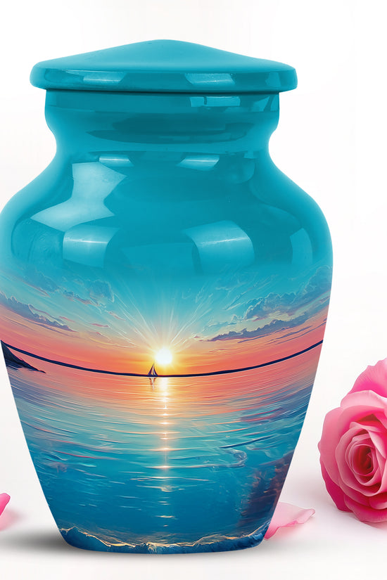 Regal Beach Memorial Cremation Urns - Teal 10-inch, 200 cu in - Yatskia