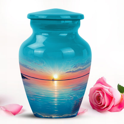Regal Beach Memorial Cremation Urns - Teal 10-inch, 200 cu in - Yatskia
