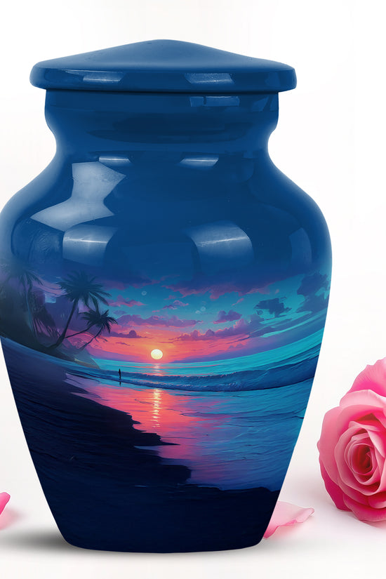 Sublime Beach Cremation Urns for Human Ashes - Blue 10-inch - Yatskia