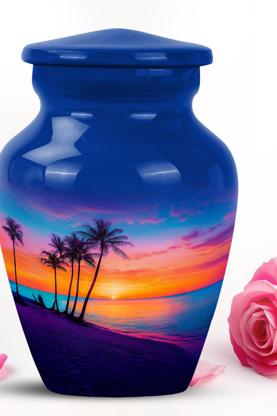 Personalized Magnificent Beach Cremation Urns - Blue 10-inch, 200 cu in - Yatskia