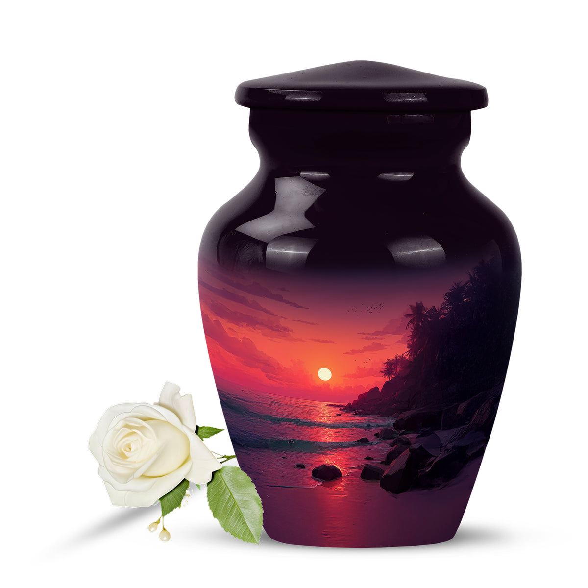 Pink Treasured Beach Cremation Urns for Human Ashes - 10-inch, 200 cu in - Yatskia