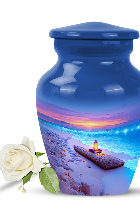 Radiant Beach Memorial Cremation Urns - Blue 10-inch, 200 cu in - Yatskia