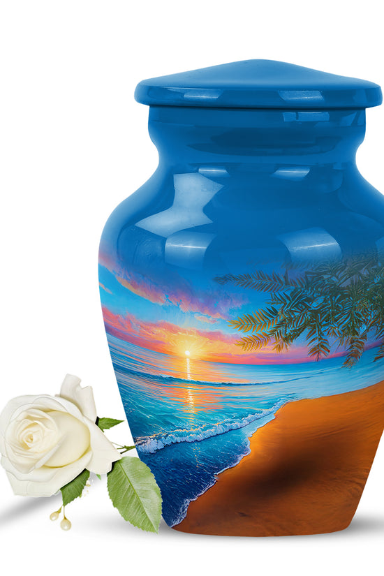 Personalized Beach Cremation Urns - Soothing Blue 10-inch, 200 cu in - Yatskia