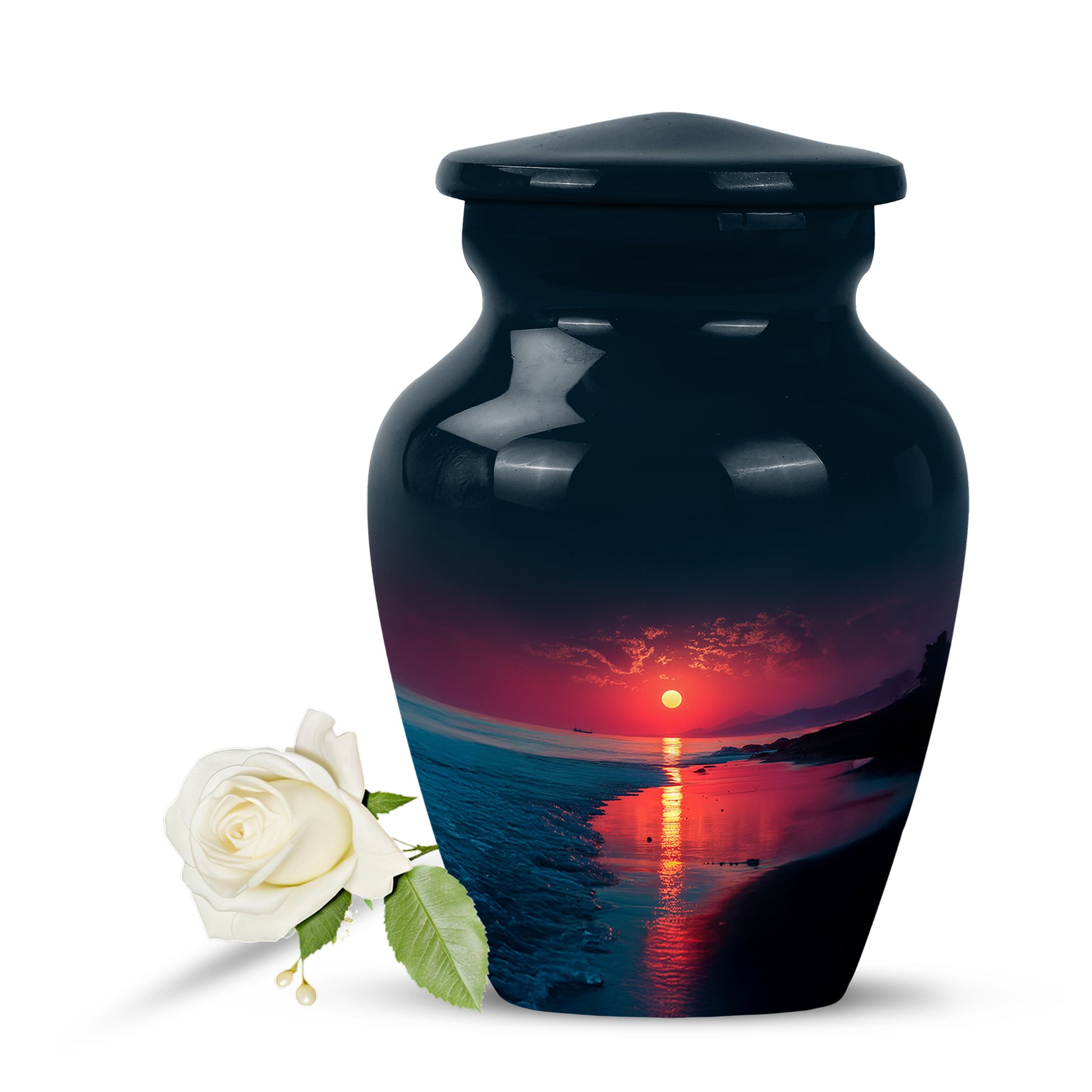 Personalized Beach Cremation Urns - Soothing Blue 10-inch, 200 cu in - Yatskia