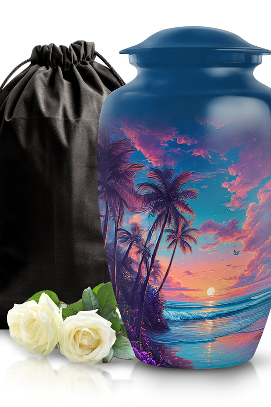 Sunset Beach Cremation Urn - Decorative Ocean Urn For Human Ashes
