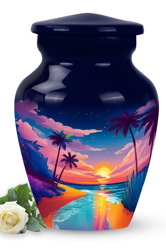 Remarkable Beach Memorial Cremation Urns - Blue 10-inch, 200 cu in - Yatskia