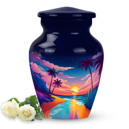 Remarkable Beach Memorial Cremation Urns - Blue 10-inch, 200 cu in - Yatskia