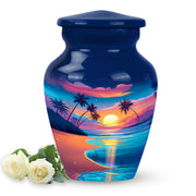 Blue Comforting Beach Memorial Urn for Ashes - 10-inch, 200 cu in - Yatskia