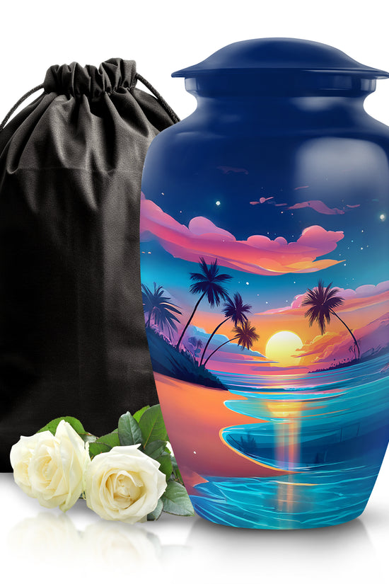 Beach Theme Funeral Urn - Aluminium Memorial Urn For Male & Female