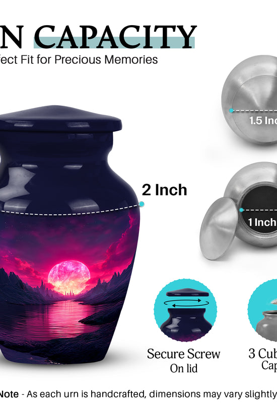 Pastel Blue Beach Cremation Urn close-up of engraving and surface detail - timeless beach motif etched into premium metal - mini keepsake memorial for portion of cremation ashes