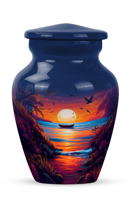 Regal Beach Memorial Cremation Urns - Blue 10-inch, 200 cu in - Yatskia