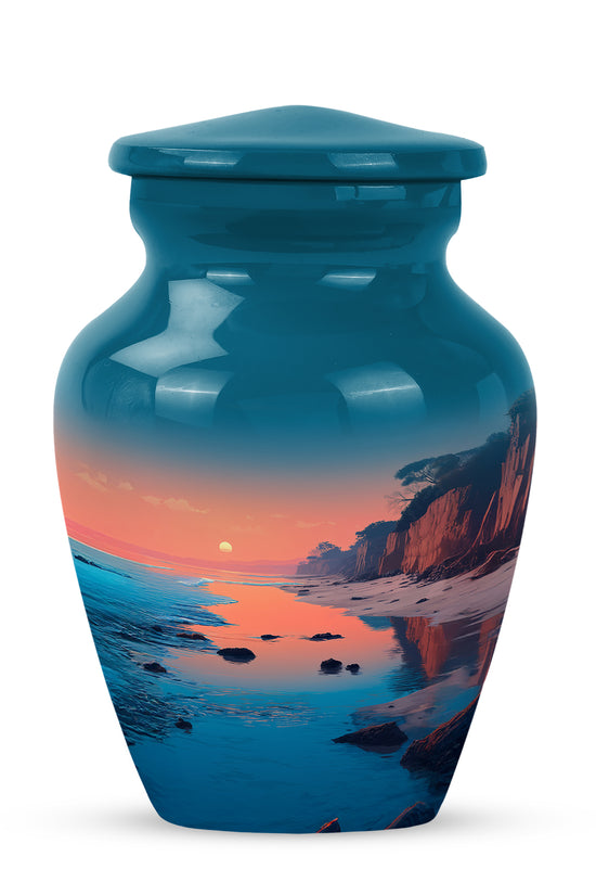 Divine Teal Beach Cremation Urn for Ashes - 10-inch, 200 cu in - Yatskia