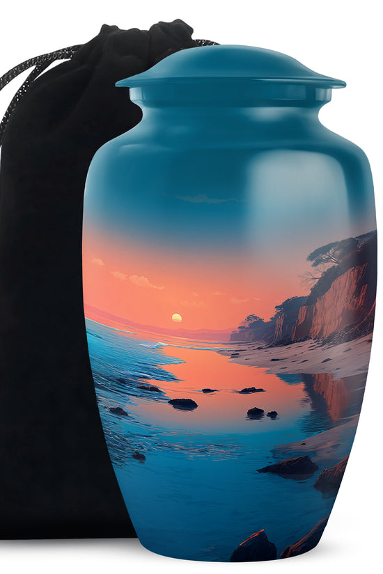 Scenic Beach Memorial Urn - Peaceful Beach Funeral Urn For Burial