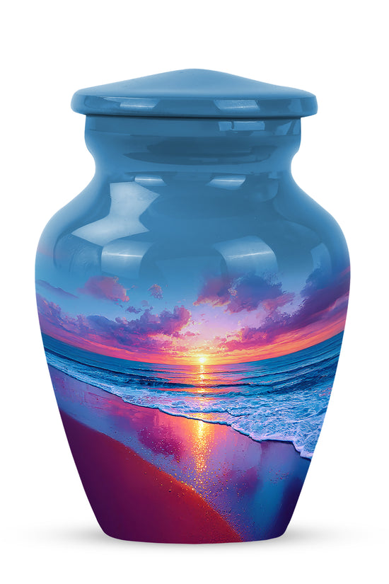 Personalized Beach Cremation Urns - Soothing Blue 10-inch, 200 cu in - Yatskia