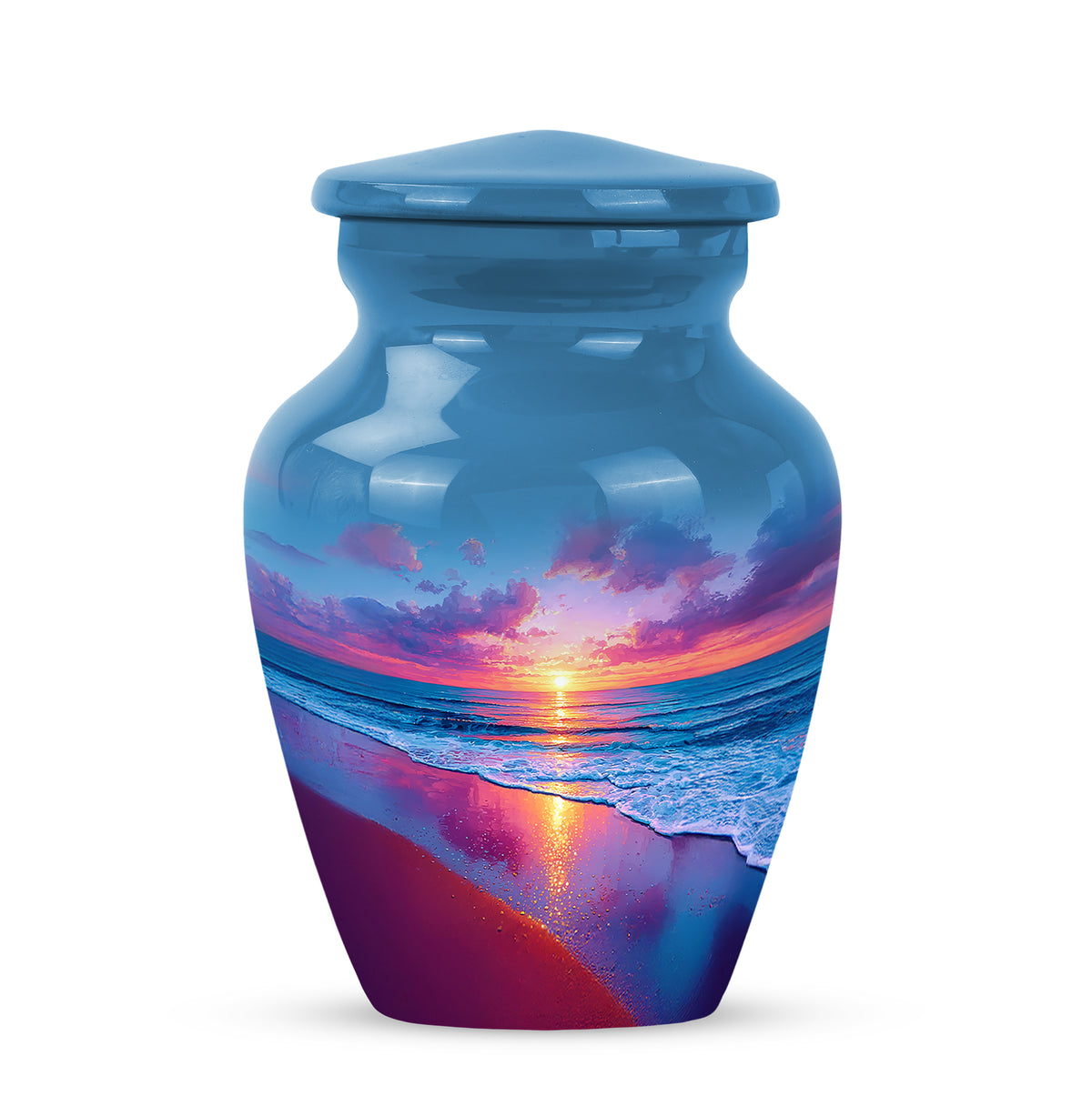 Personalized Beach Cremation Urns - Soothing Blue 10-inch, 200 cu in - Yatskia