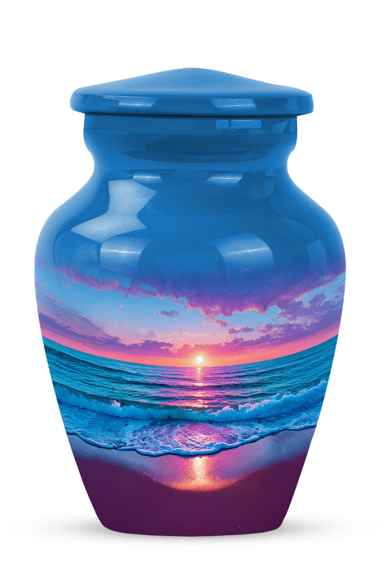 Personalized Elegant Beach Cremation Urns - Blue 10-inch, 200 cu in - Yatskia