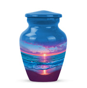 Personalized Elegant Beach Cremation Urns - Blue 10-inch, 200 cu in - Yatskia