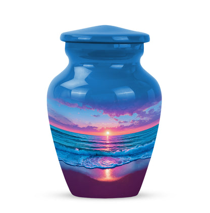 Personalized Elegant Beach Cremation Urns - Blue 10-inch, 200 cu in - Yatskia