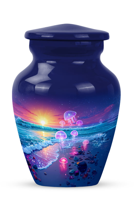 Personalized Blue Beach Cremation Urns for Ashes - Transcendent 10-inch - Yatskia
