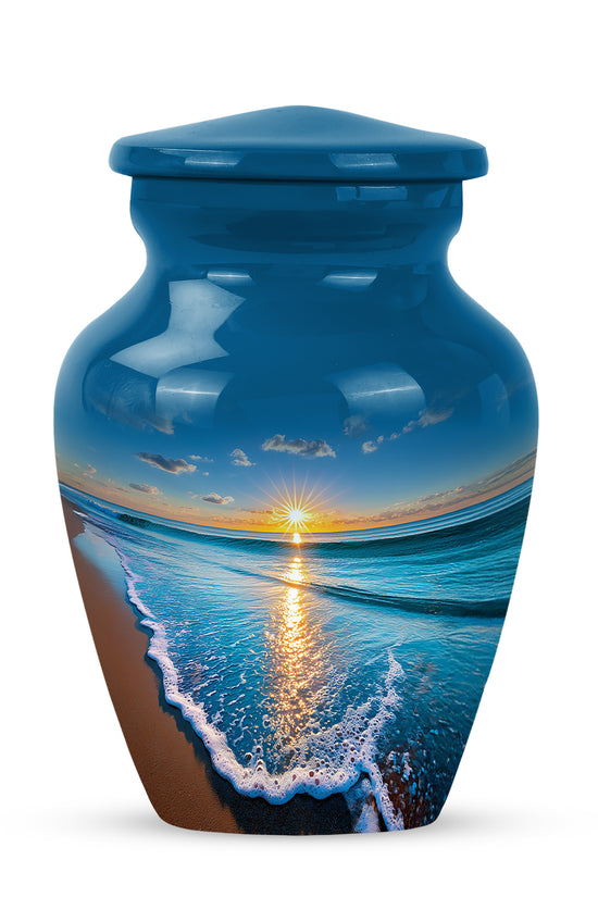 Personalized Elegant Beach Cremation Urns - Blue 10-inch, 200 cu in - Yatskia