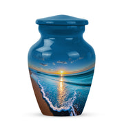Personalized Elegant Beach Cremation Urns - Blue 10-inch, 200 cu in - Yatskia