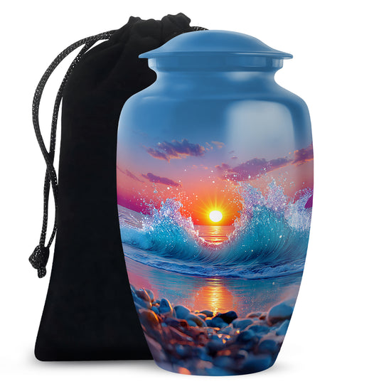 Ocean Wave Memorial Urn - Sunset Beach Cremation Urn For Human Ashes