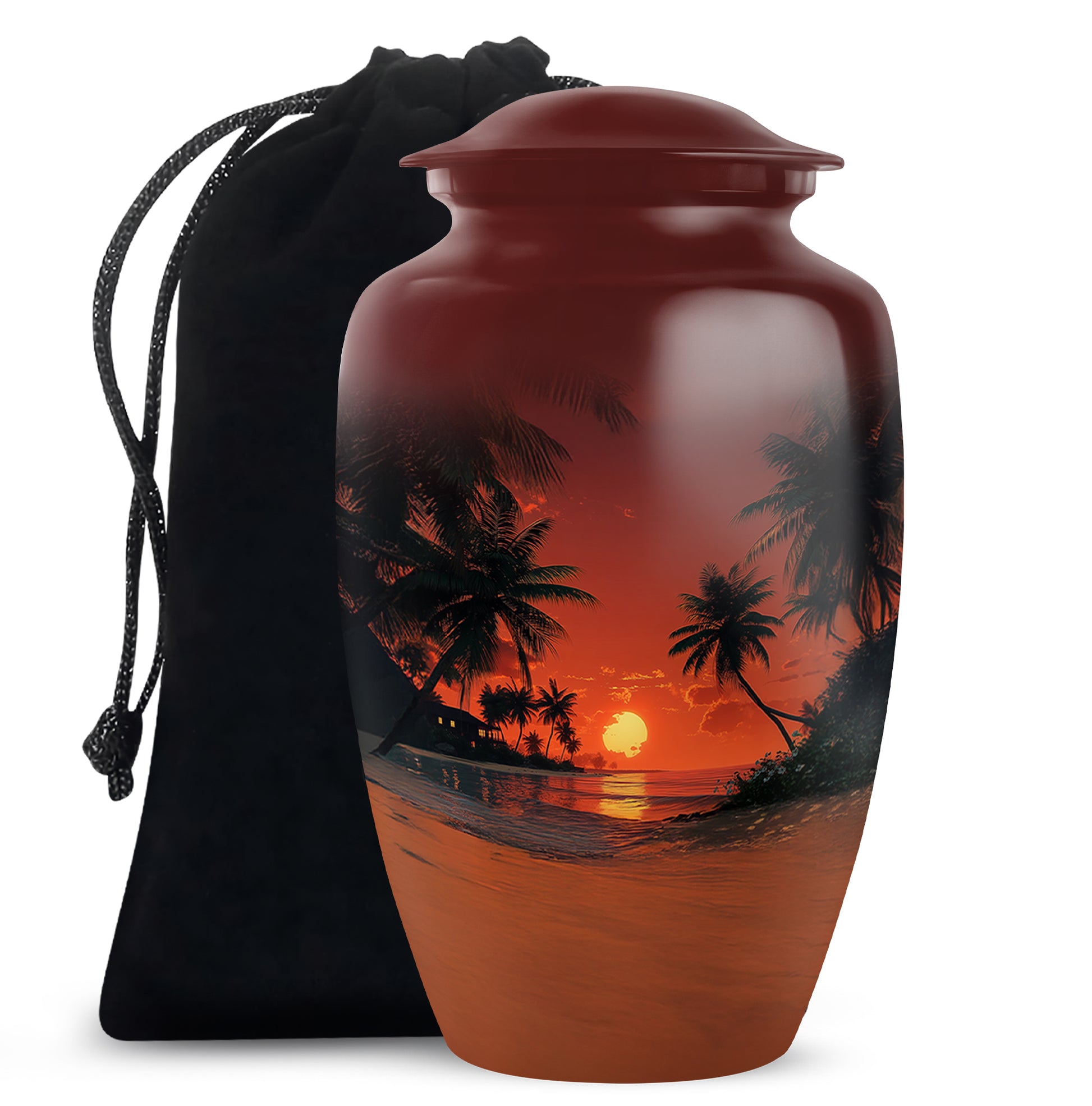 Ocean Sunset Memorial Urn - Island Sunset Design For Male & Female
