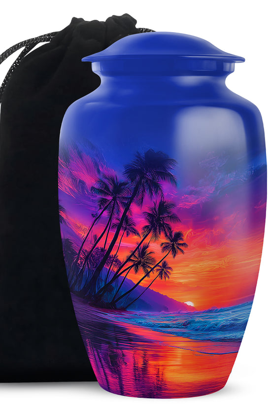 Modern Beach Memorial Urn - Tropical Cremation Urn For Adult Ashes
