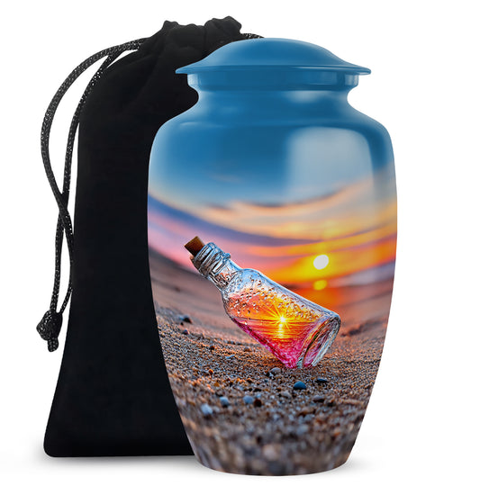 Beach Keepsake Bottle Urn - Sunset Cremation Urn For Adult ashes