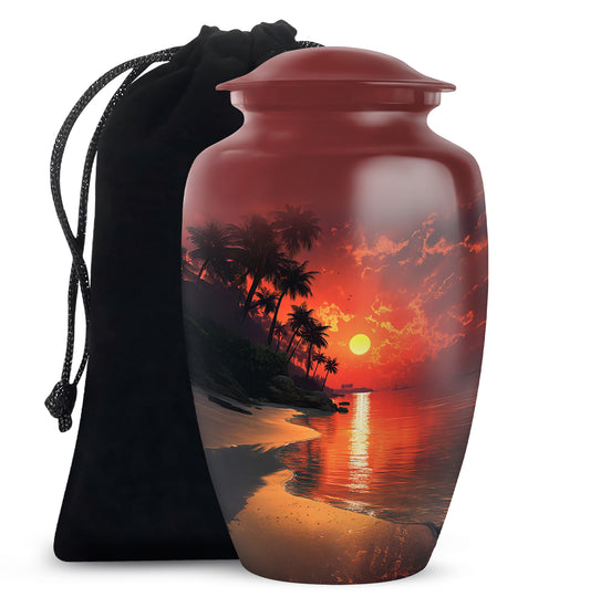 Ocean Sunset Funeral Urn - Beautiful Beach Cremation Urn For Male & Female