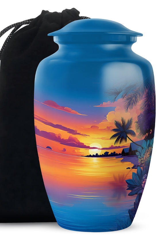 Beautiful Sunset Mermorial Urn - Artistic Funeral Urn For Human Ashes
