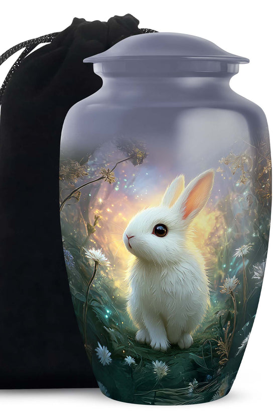 White Bunny Memorial Urn - Rabbit Cremation Urn For Adult Ashes
