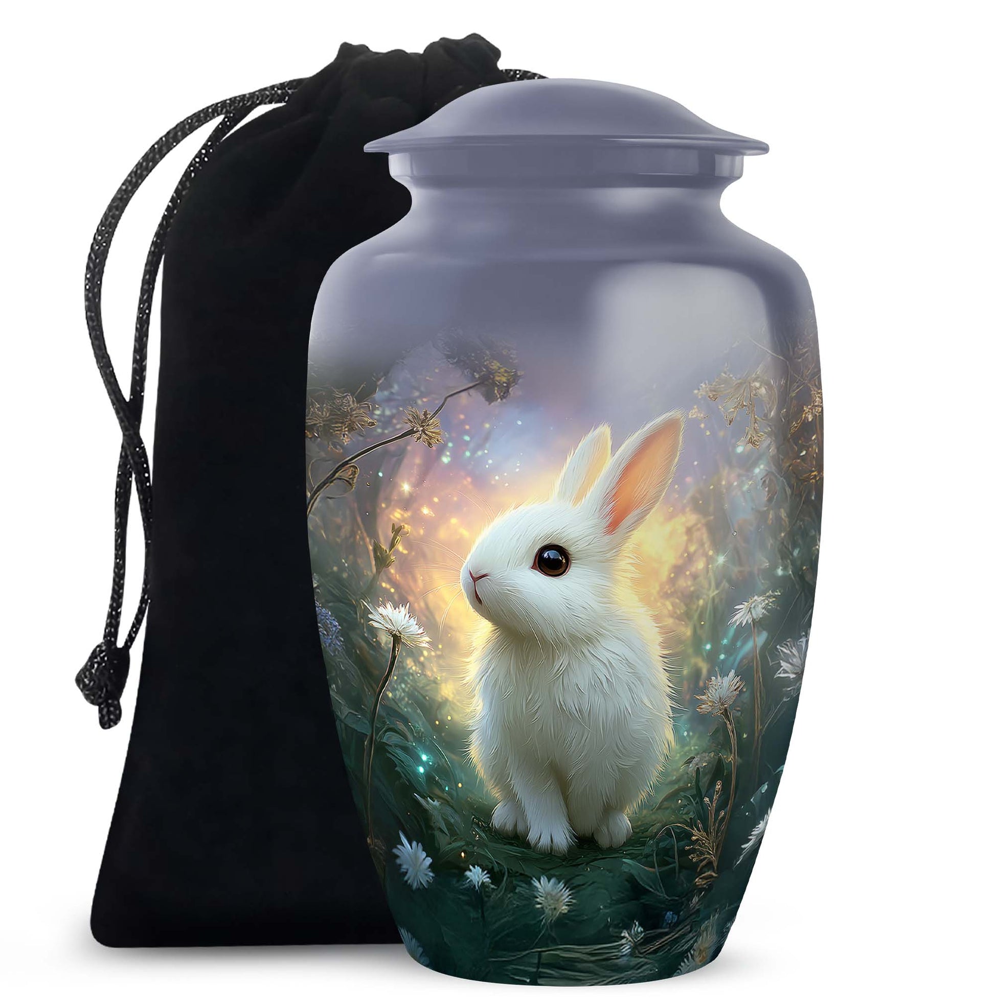 White Bunny Memorial Urn - Rabbit Cremation Urn For Adult Ashes