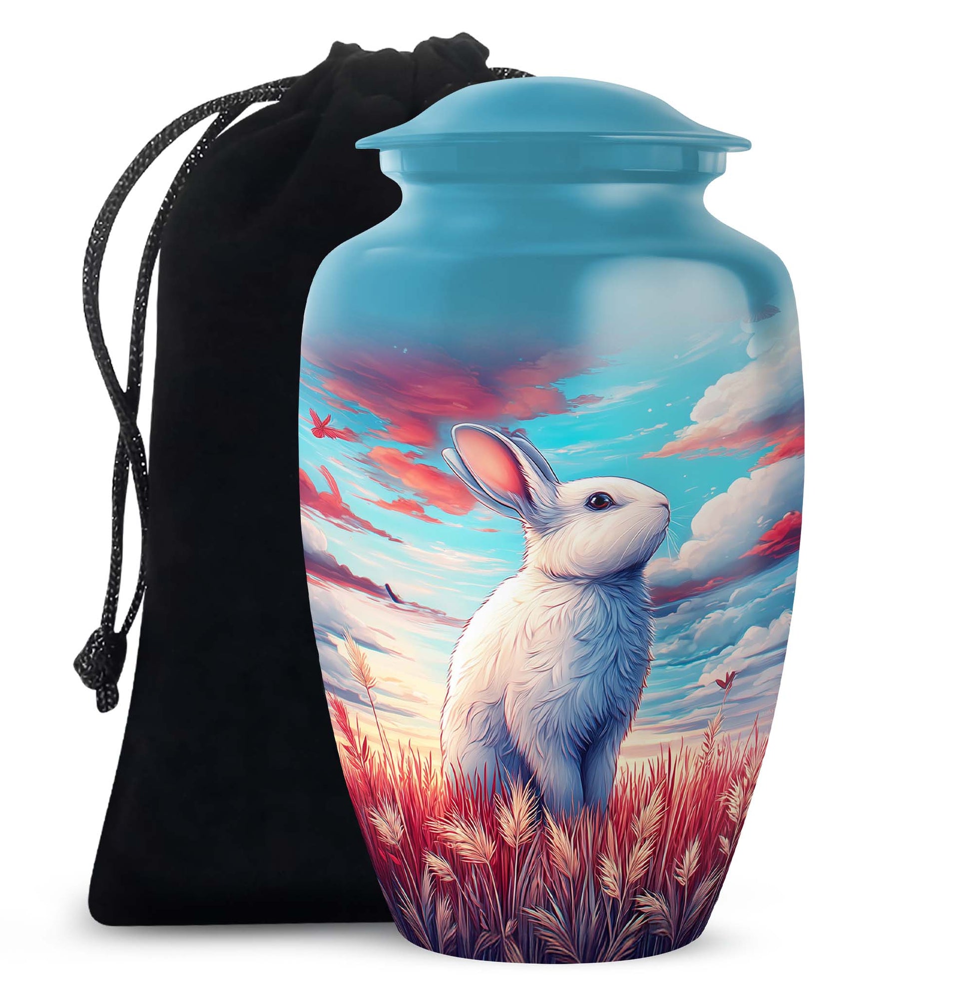 White Bunny Memorial Urn - Peaceful Rabbit Cremation Urn For Ashes