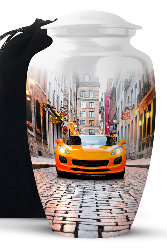 Luxury Orange Car Urn - Cremation Urn For Human Ashes