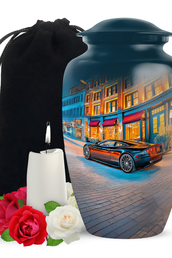 Night Street Car Urn - Decorative Cremation Urn For Adult
