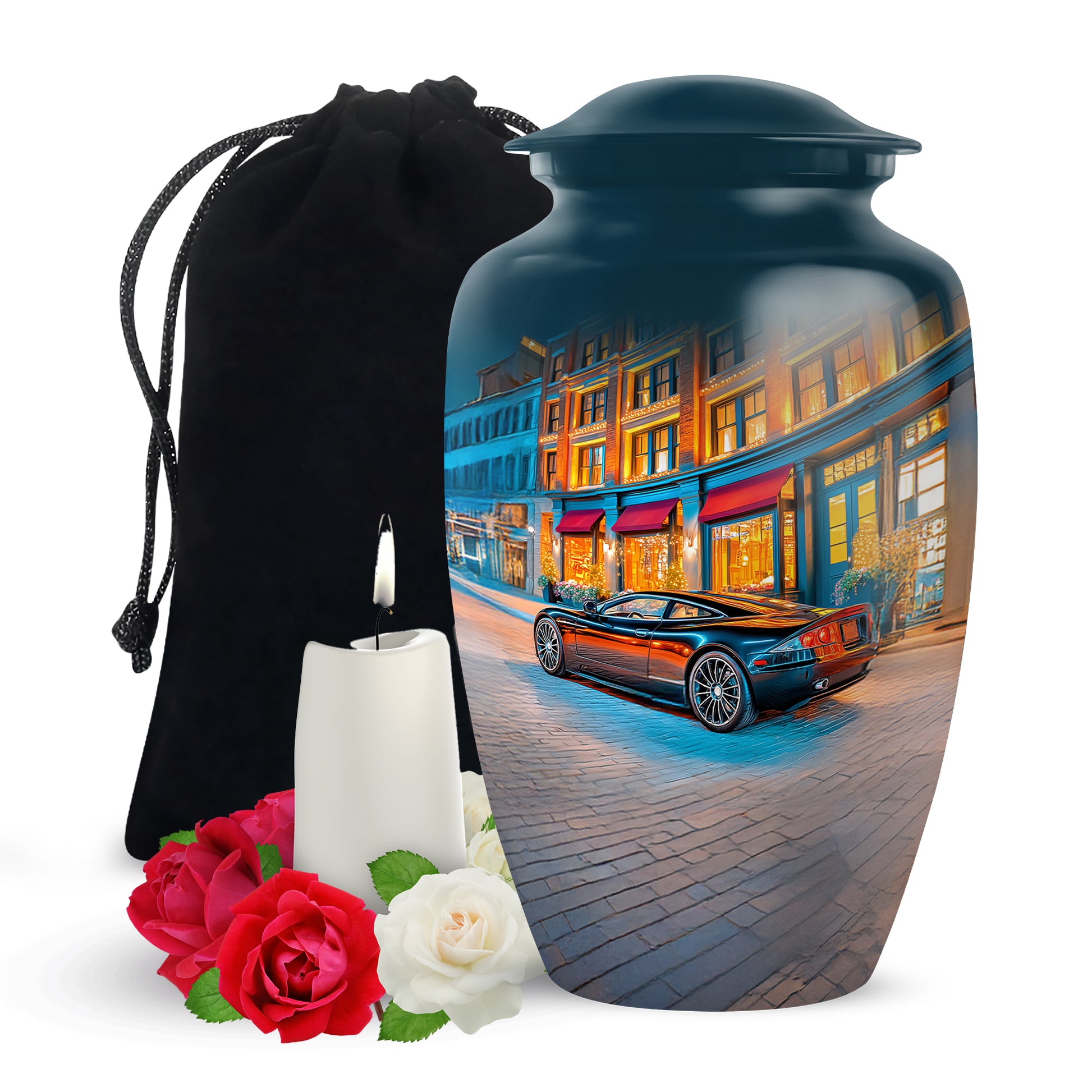Night Street Car Urn - Decorative Cremation Urn For Adult