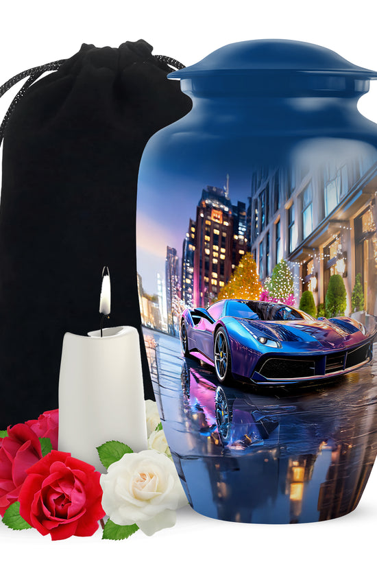 Neon Car Cremation Urn - Beautiful Memorial Urn For Male