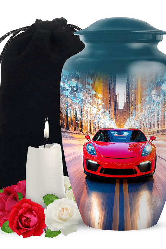 Red Supercar Speed Cremation Urn - Stylish Urn For Human Ashes