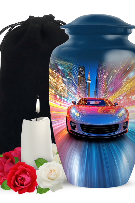 Speed Car Neon Urn - Cremation Urn For Loved Ones