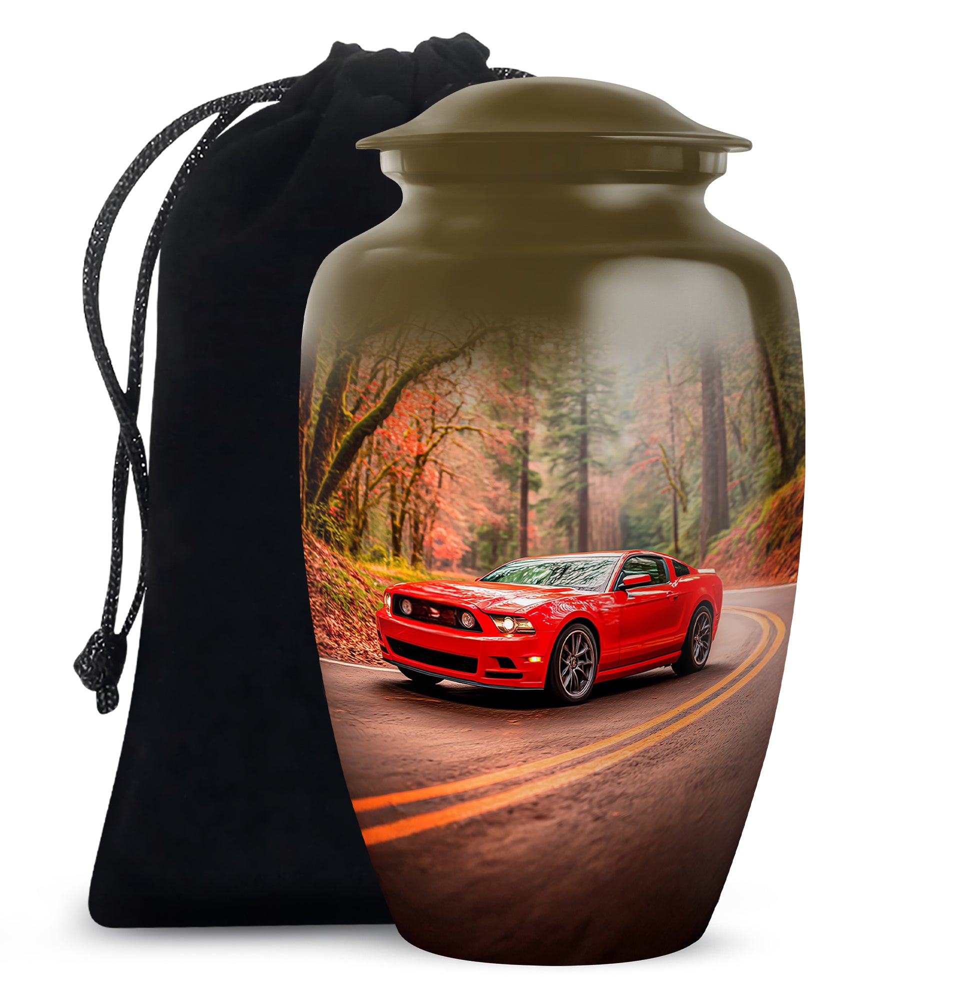 Red Sports Car Cremation Urn - Forest Memorial Urn For Burial