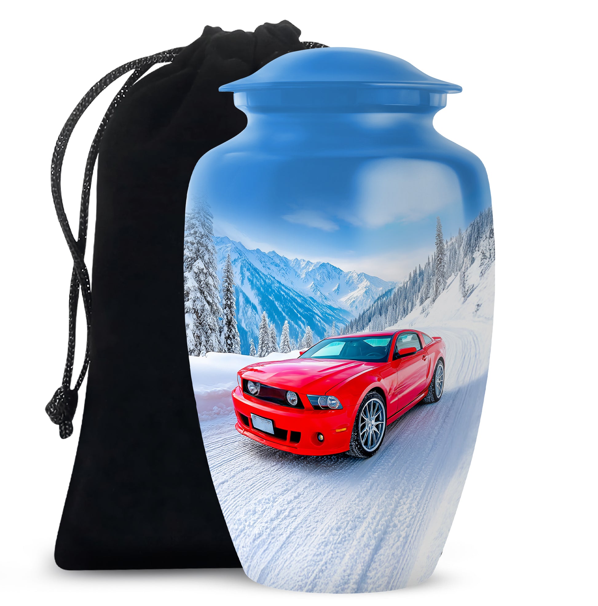 Red Sports Car Cremation Urn - Snow Mountain Memorial Urn For Loved ones
