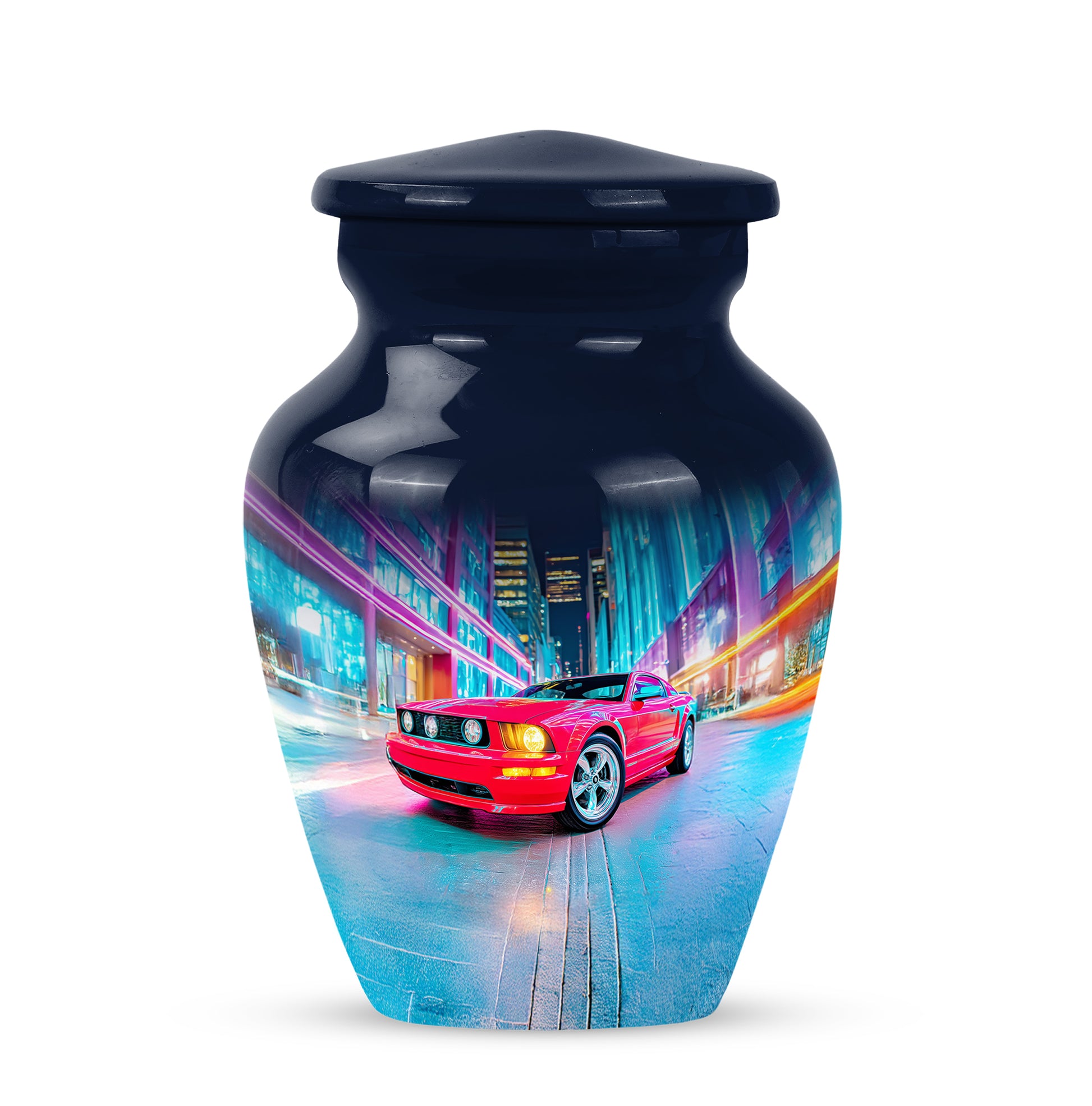 Personalized Magnificent Car Cremation Urns - Blue 10-inch, 200 cu in - Karyliz