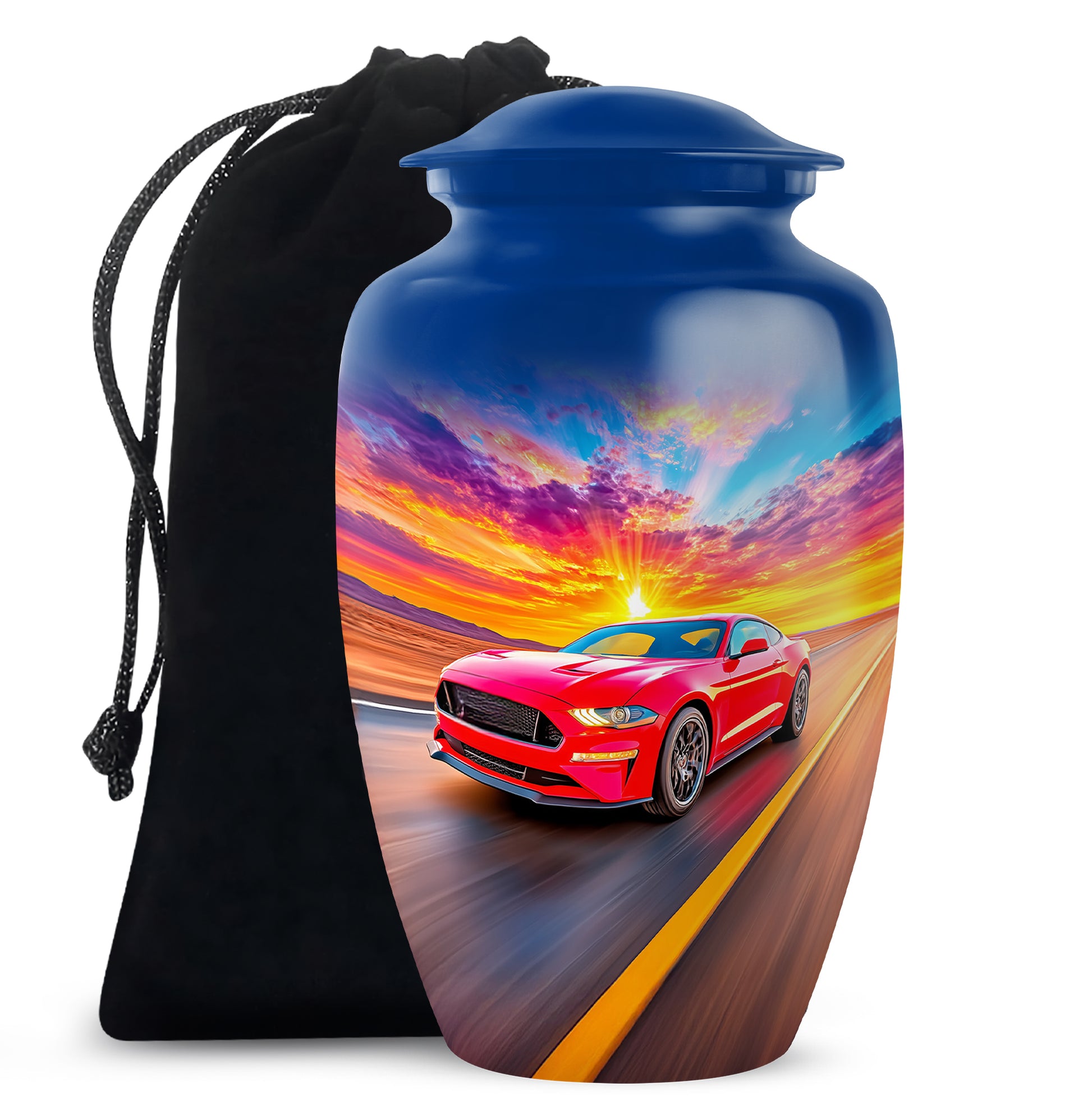 Red Sports Car Funeral Urn - Sunset Highway Memorial Urn For Burial