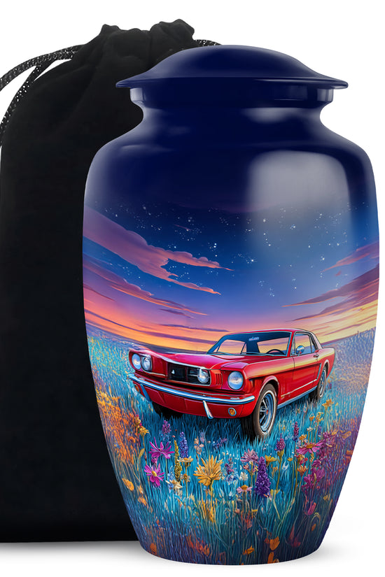 Vintage Car Theme Memorial Urn - Aluminium Large Cremation Urn For Dad