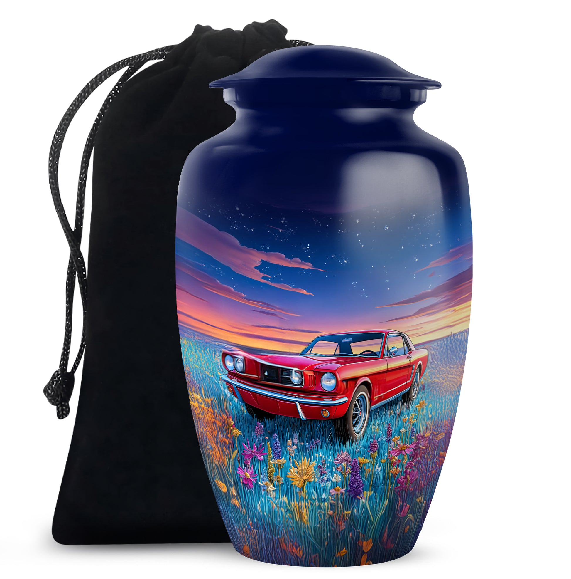 Vintage Car Theme Memorial Urn - Aluminium Large Cremation Urn For Dad