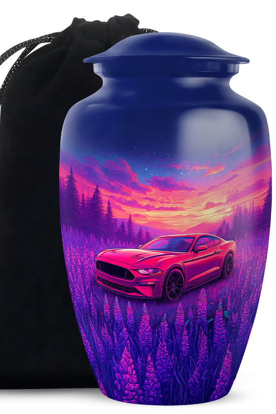 Artistic Red Car Theme Cremation Urn - Forest Memorial Urn For Adult Ashes