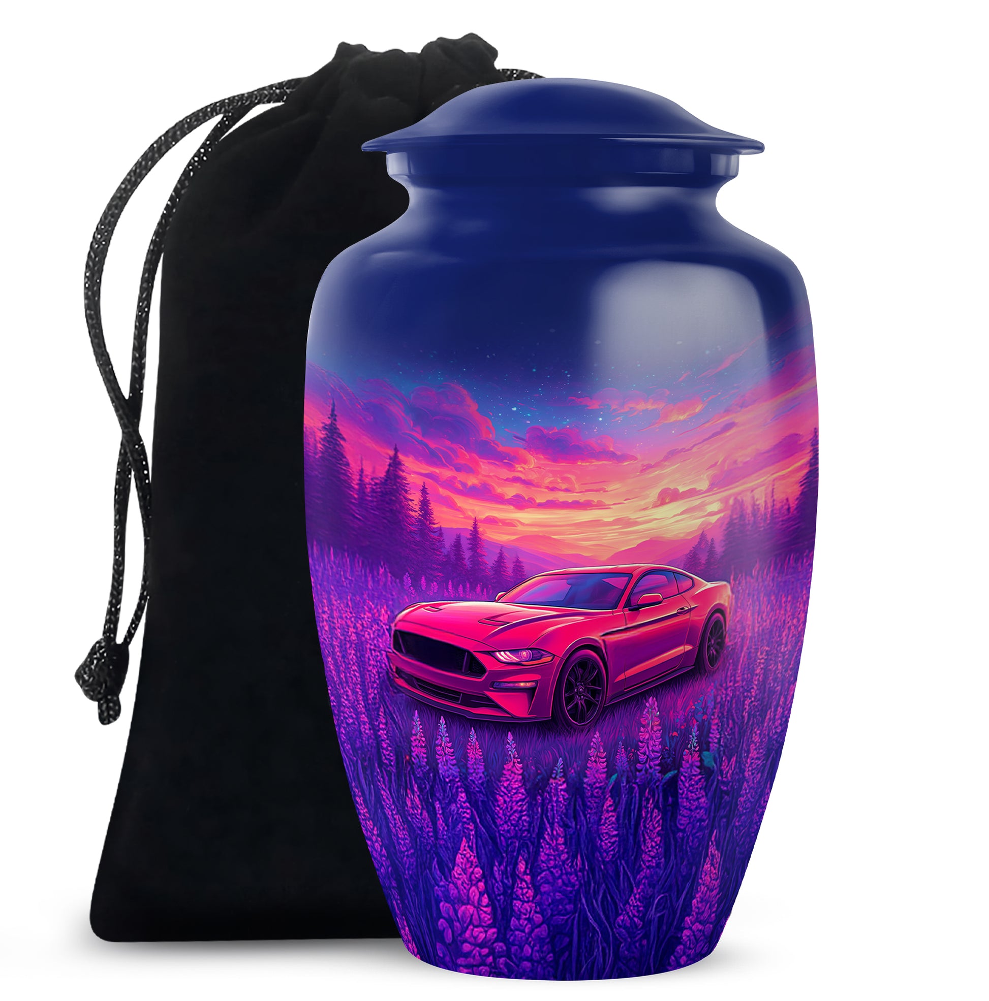 Artistic Red Car Theme Cremation Urn - Forest Memorial Urn For Adult Ashes