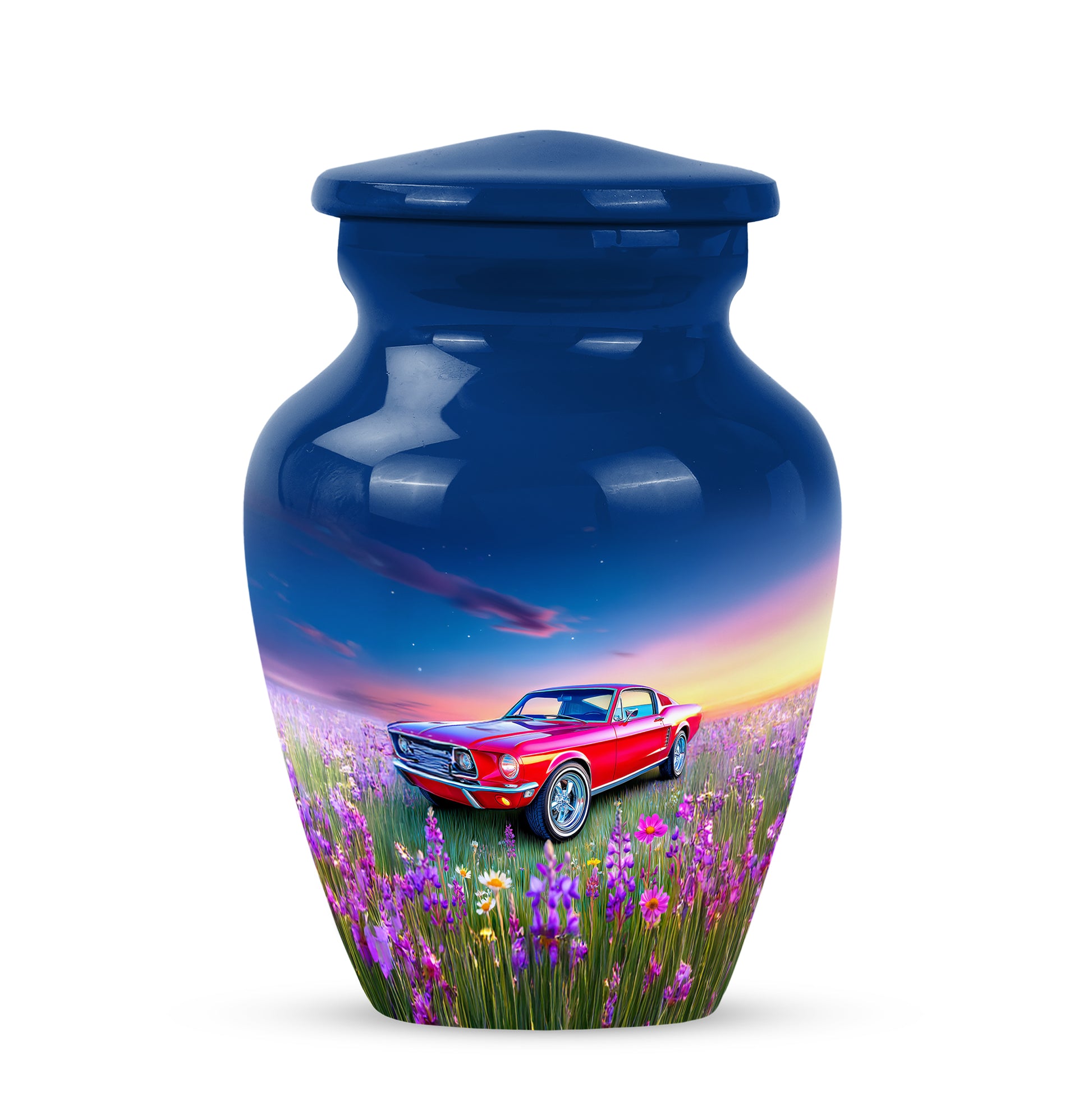 Divine Blue Car Cremation Urn for Ashes - 10-inch, 200 cu in - Karyliz