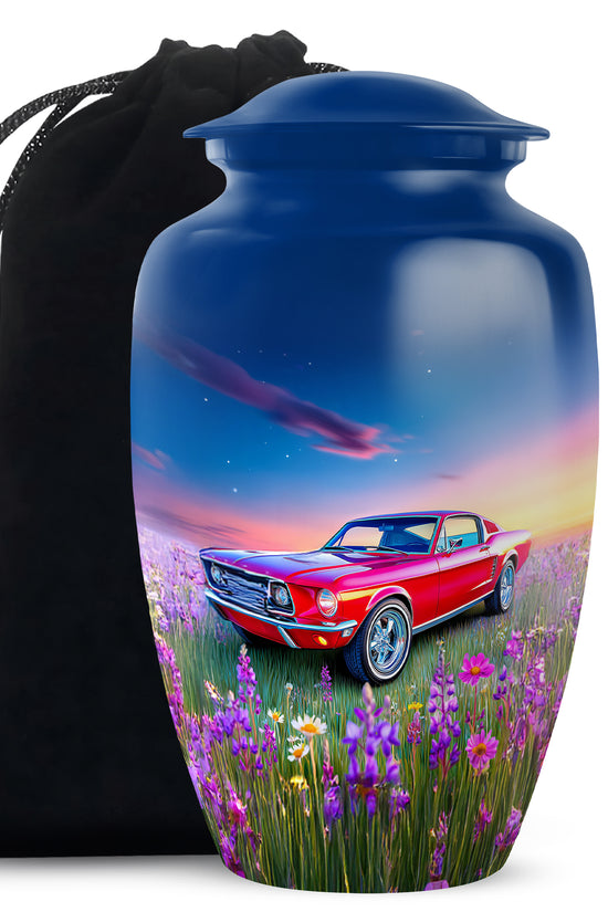 Classic Mustang Funeral Urn - Artistic Car Theme Urn For Human Ashes